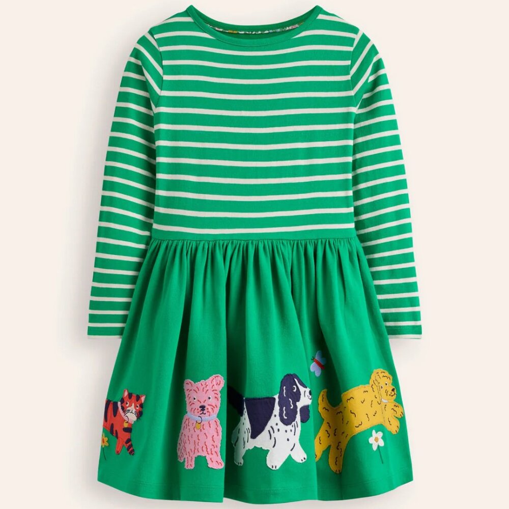 NWT Mini Boden Appliqué Hem Jersey Dress